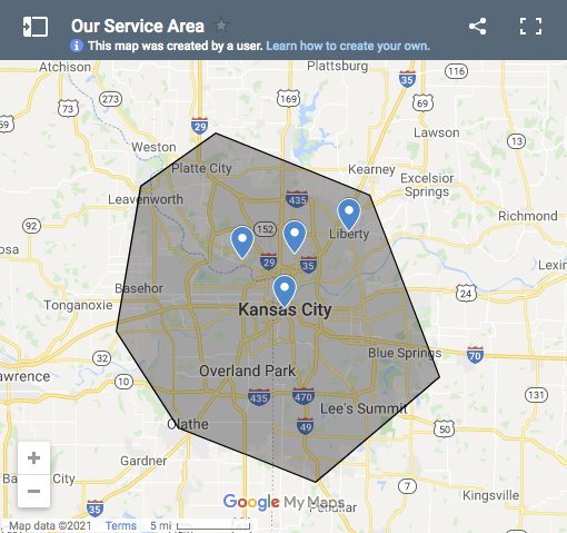 an image of our Kansas City service area map